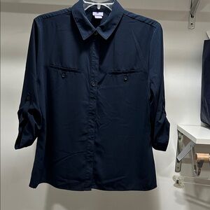 Laura Scott Navy Button Down Shirt